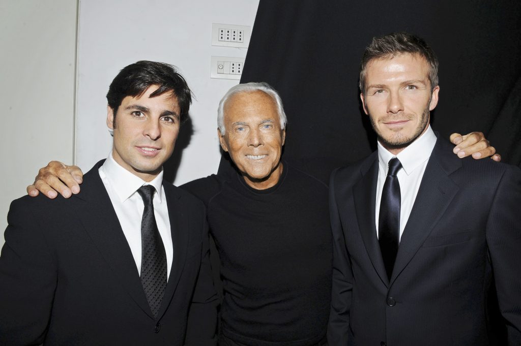 Giorgio Armani, con Francisco Rivera Ordóñez y David Beckham