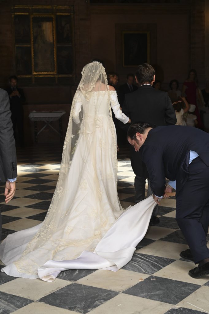 Velo bordado en encaje Boda de Julia Bolaños y José María Ramírez-Cárdenas y Cabello de los Cobos